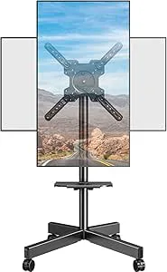 ELIVED TV-stativ rullbart för 23–60 tums TV upp till 35 kg, Max VESA 400 x 400 mm, TV-stativ med hjul, justerbar höjd 90° vridning, golvstativ, EV2114B