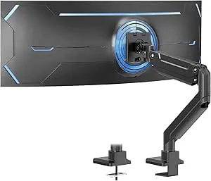 PUTORSEN 17-49 tums bildskärmsfäste, max 20 KG, Premium aluminium skärmfäste för platt/böjd bildskärm med VESA 75 * 75/100 * 100 mm, Gasfjäder bildskärmsfäste för skrivbord