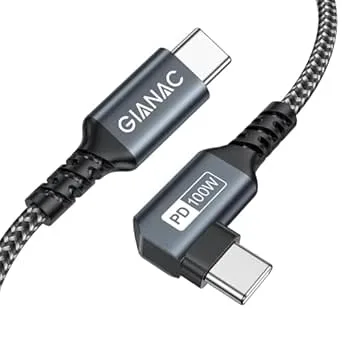 GIANAC 100 W USB C till USB C-kabel 2 m 90° snabbladdningskabel