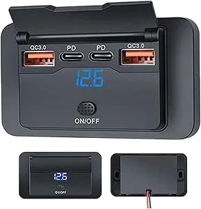 USB-uttag för bil, bil USB-uttag – smart bil- port 76 W QC3.0 laddare