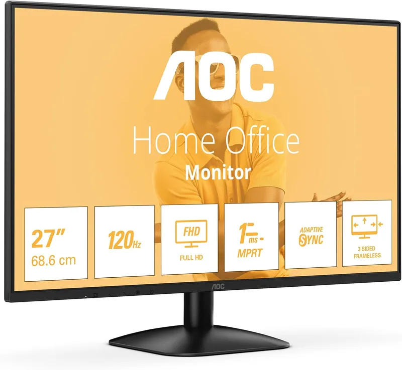 AOC 27B31H - 27" Full HD-skärm, 120 Hz, adaptiv bildsynkronisering (1920x1080, 1x D-Sub, 1x HDMI 1.4) svart