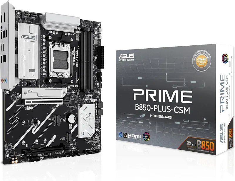 ASUS PRIME B850-PLUS-CSM, AMD ATX-moderkort, 8 + 2 + 1 strömförsörjningssteg, DDR5, PCIe 5.0-plats, 3 M.2-platser, Wi-Fi