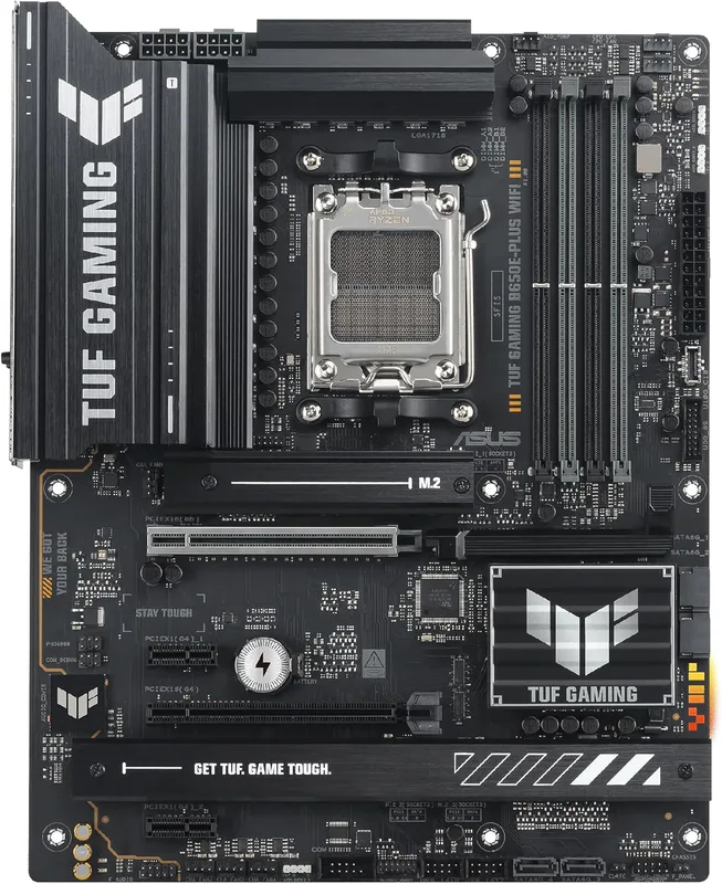 ASUS TUF Gaming B650E-PLUS WIFI AMD ATX moderkort, 12 + 2 + 1 steg strömförsörjning, DDR5, PCIe 5.0-plats, 3 M.2-platser