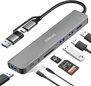 SINEHO 8-i-1 dubbel USB-hubb