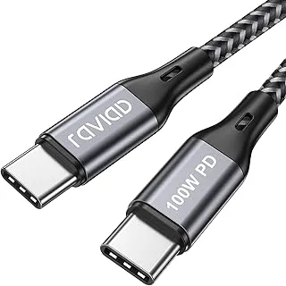 RAVIAD USB C till USB C-kabel 2 m, 100 W USB C-kabel PD snabbladdningskabel nylon USB typ C laddningskabel för iPhone 16/15 Pro Max, Galaxy S24/S23/S2