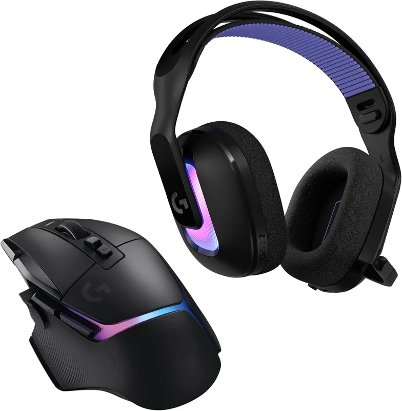 Logitech G G522 trådlöst spelheadset och trådlös spelmus G502 X PLUS – trådlös mus- och headsetkombination LIGHTSPEED me