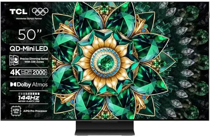 TCL 50Q7C 50 tum QLED TV 4K QD-Mini LED, HDR Premium 2000, Google TV (Dolby Vision IQ och Atmos, HVA-panel, Refresh Rate
