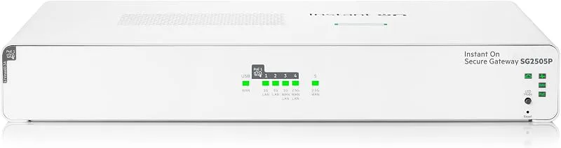 HPE Networking Instant On Secure Gateway SG2505P 5-port 2,5G Smart Managed Gateway med PoE, 2X 2,5G Base-T, 3X 1G Base-T