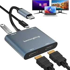 baolongking USB C till dubbel HDMI-hubb adapter