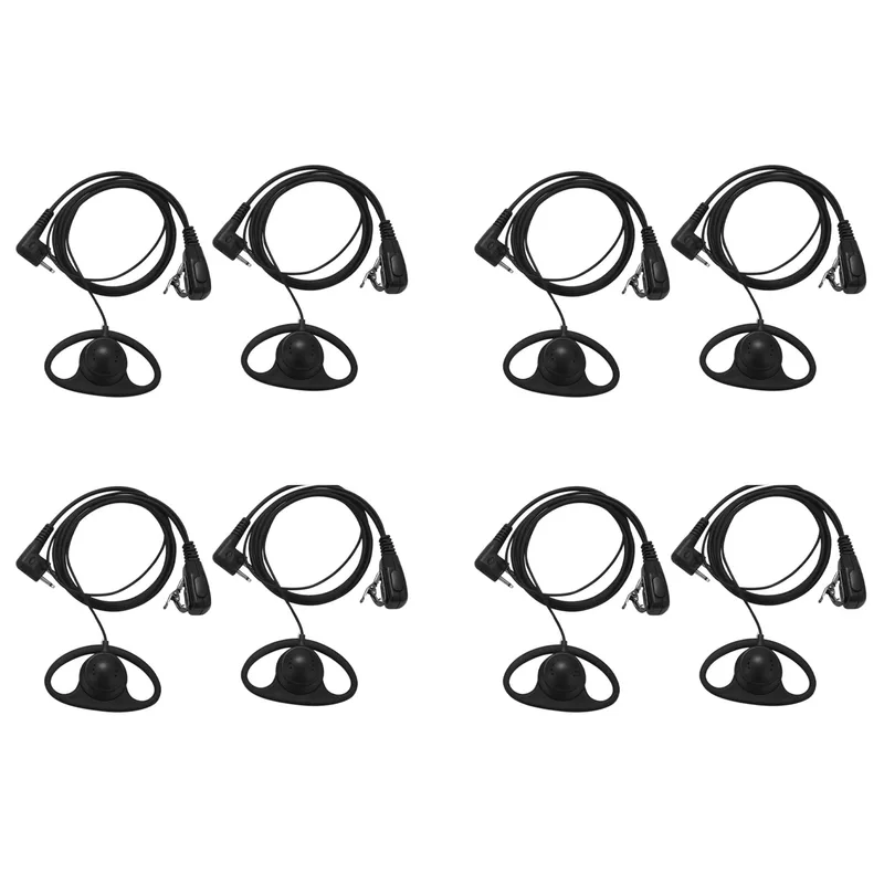 Remingtape 8-pack PTT-headset med D-form öronklämma, 2-stifts