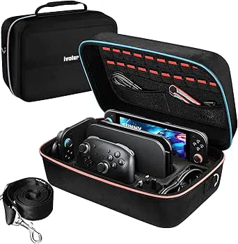 ivoler väska kompatibel med Switch Nintendo 2 Model 2025, Deluxe hård bärväska skydd bärbar switch skyddande fodral för switch konsol och andra tillbehör