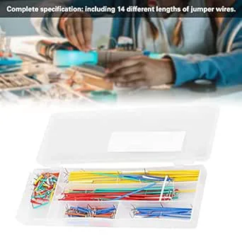 Mångsidig 140 Datorer Breadboard Jumper Wire Kit med 14 Olika Längder och Hållbar Förvaringslåda för Brödskivor och Bygeltrådbehov