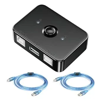 Hemlosk USB 2.0-omkopplare 2-i-1-skrivaromkopplare med LED-ljus för
