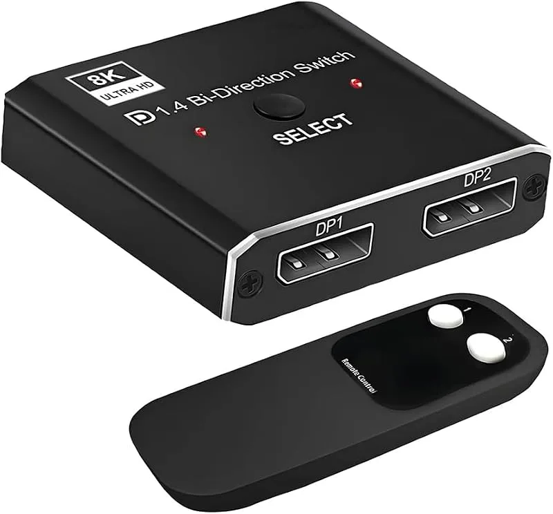 8K DisplayPort för Switch 2 In 1 Out/ 1 In 2 Out Display Port DP