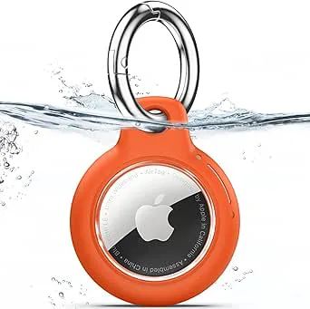 TNSNK Bärbart för AirTag fodral med nyckelring, för AirTag nyckelring för bagag/cykler/pets, reptåligt skyddande fodral (orange)