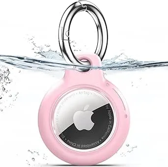 TNSNK Bärbar för AirTag fodral med nyckelring, för AirTag nyckelring för bagag/cykler/pets, repbeständigt skyddande fodral (rosa)