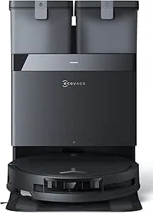ECOVACS DEEBOT T50 OMNI Robot Dammsugare Tvättmaskin, 15 000 Pa, utdragbar sidoborste och golvtvätt, ZeroTangle 2.0, 75 ℃ varmvattentvätt, ultratunn 81 mm, svart