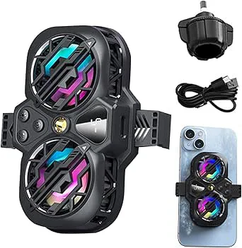 FunCooler 3 Pro mobiltelefon kylare fläkt snabb kylning/funktion telefonstativ/fysisk brytare/3 hastigheter kylningsprestanda tyst för Live streaming med RGB-lampor