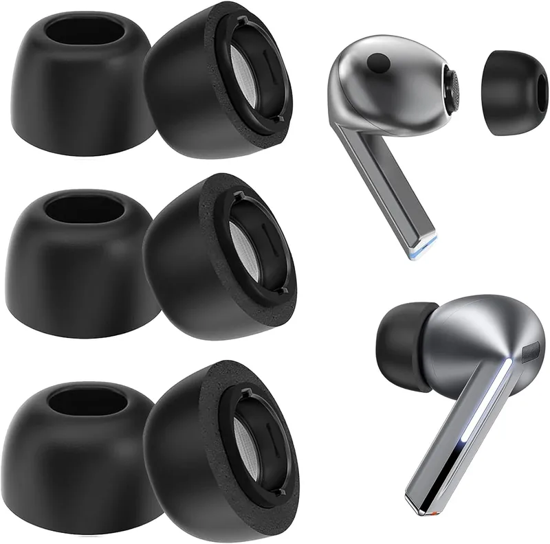 Aiivioll 6 stycken (S/M/L) för Samsung Galaxy Buds3 pro minnesskum öronproppar utbytes-öronproppar av minnesskum för Samsung Galaxy Buds3 pro (svart)