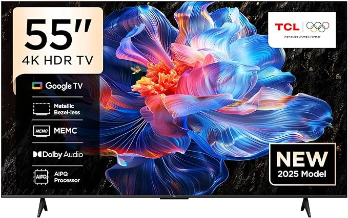TCL 55P6K LED Direct-TV, 55 tum, 4K HDR-TV, smart TV med Google TV-teknik (Dolby Audio, Motion Clarity, kompatibel med G