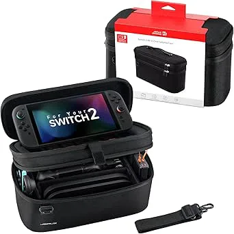 JSAUX Allt-i-ett-fodral kompatibel med Nintendo Switch 2, reseförvaring för konsol, docka, kontroller och tillbehör, kompatibel med skyddsfodral, stor kapacitet