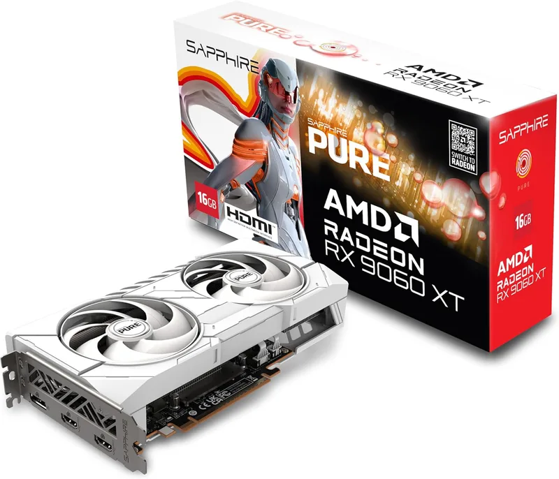 Sapphire Tarjeta Gráfica Radeon RX 9060 XT 16 GB GDDR6 Dual-X Iluminación Blanca