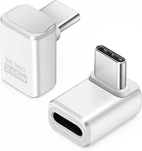 USB C-adapter 80 Gbps (2-pack), USB C-kontakt till typ C-port, vinklad USB 4.0-dataöverföringskontakt, kompatibel med iPhone 16/15, Samsung, MacBook o