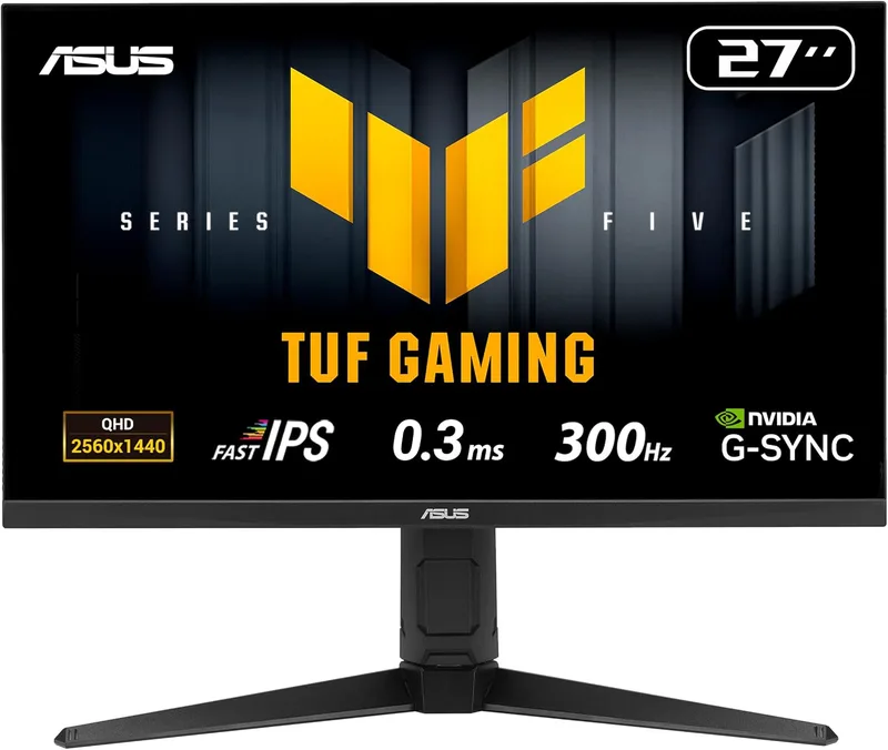ASUS TUF Gaming VG27AQML5A QHD-skärm (27 tum, 2560 x 1 440, 300 Hz, Fast IPS, ELMB Sync, AMD FreeSync Premium, VESA DisplayHDR 400, 0,3 ms svarstid, volymdator, 2 x HDMI, DisplayPort, Gaming AI)