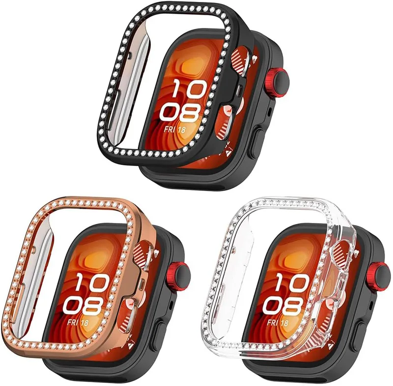 Bling-fodral till Huawei Watch Fit 4 Pro, 3-pack hårt stötdämparfodral med kristalldiamanter