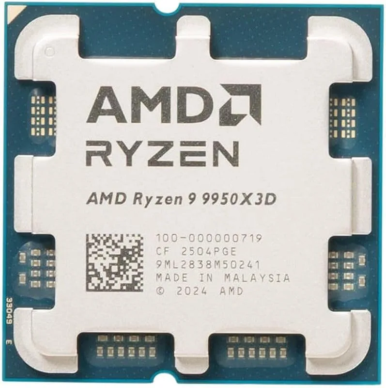 AMD 9 9950 X3D-skrivbordsprocessor: 16 kärnor, 32 trådar, 128 MB L3-cache, 5,7 GHz Boost, Zen 5-arkitektur, 2:a generati