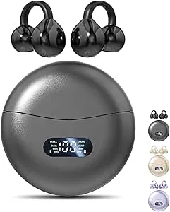 Jacuate clip-on öronsnäckor, öppna öronproppar trådlös Bluetooth 5.4, lätta öppna öronhörlurar med mikrofon 60H batteri, vattentäta för sport, löpning, små öron och glasögonbärare, träning