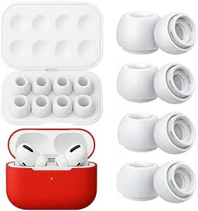 NK 4-pack reservkudde för Airpods Pro och Airpods Pro 2, silikonkuddar med brusreducering, bärbar förvaringslåda och fodral, (XS, S, M, L)