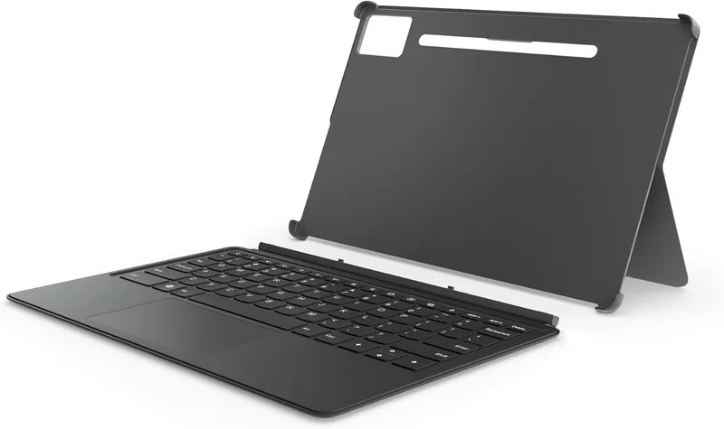 Lenovo Pack tangentbord + bakre skal för surfplatta Idea Tab Pro (polyuretan + polykarbonat, pogo-pin-anslutning, integrerat stativ, 16 snabbtangenter) – grå