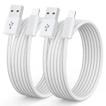 3M 2-pack iPhone laddningskabel lång Apple laddningskabel original, USB A till Lightning-kabel snabbladdningskabel för iPhone 14 13 12 11 Pro/Pro Max/