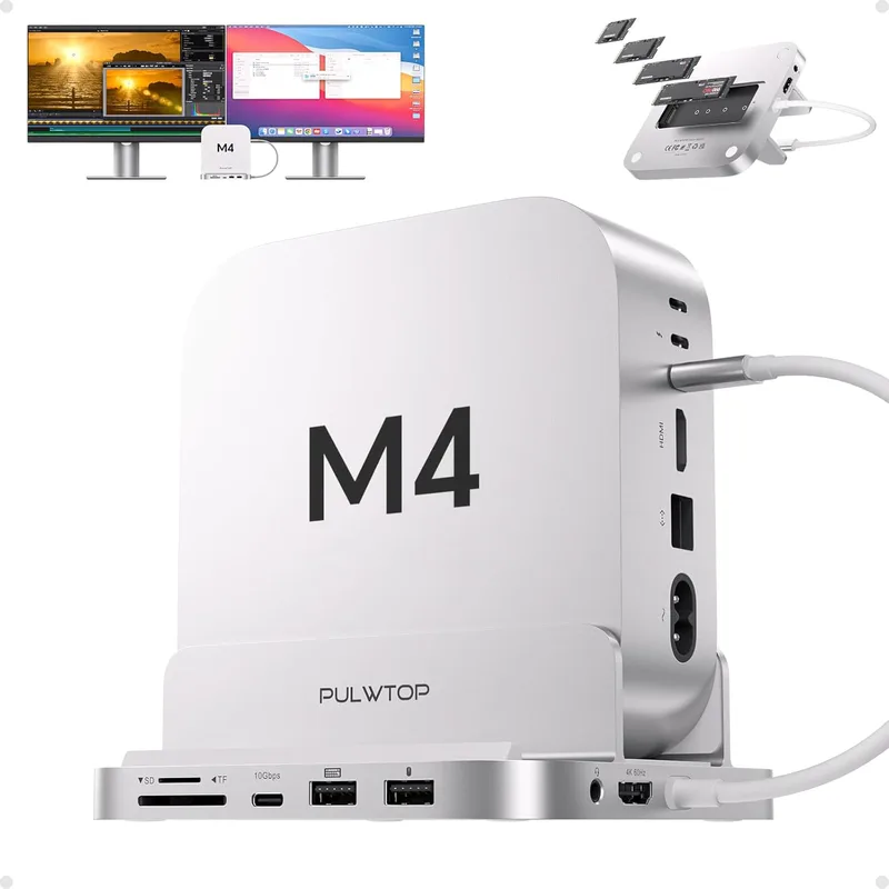 PULWTOP Mac Mini M4 Dock med 4 TB M.2 SSD-hölje och HDMI 4K