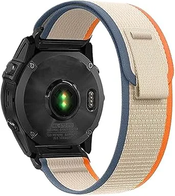 22 26 mm Quick Fit nylonvävt armband for Garmin Fenix ​​8 47/51 mm 7 7X 6 6X Pro 5X Plus Enduro 3 Andningsbart sportarmband(Orange Rice,26mm(Fenix 7X 6X 5X)