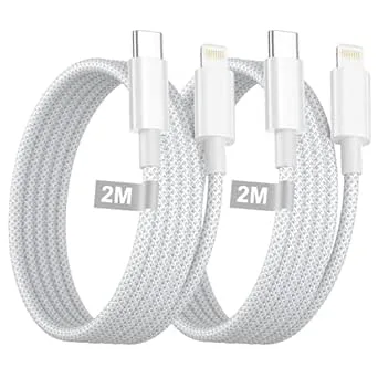 ANSSAN iPhone USB C-kabel till Lightning 2 m, set med 2, USB C-kabel Lightning, snabbladdningskabel i flätad nylon, kabelladdare, iPhone MFi-certifierad för iPhone 14 Pro Max/13/12/11/X/SE/8/7