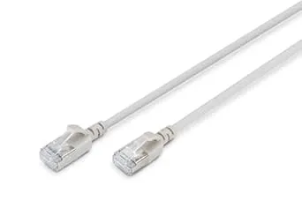 DIGITUS LAN-kabel Cat 6A – 10 m – Slim-version AWG 32-7 – 10 Gbps – RJ45 nätverkskabel – F-FTP – PoE+ – LSZH – Kompatibel med Cat7, Cat6, Cat5e – Grå