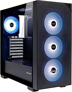 UNYKAch ATX REVELAT Mesh Black chassi – speltorn med 4 ARGB-fläktar, USB 3.0 och USB C Gen2, sidan i härdat glas, stöder grafikkort upp till 425 mm och 360 mm vätskekylning