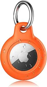Amzpas Fodral för Apple AirTag hänge, vattentät nyckelring för AirTag fodral, reptålig hållare för sällskapsdjur halsband nyckelkedja (orange)