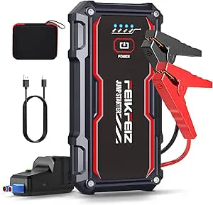 FEIKFEIZ Bil Startstöd Powerbank 6000A 26800mAh Batteri Startare Power, 12V Car Jump Starter för Bil (Gäller för Allt Bensin eller 8,0L Dieselmotor), Starthjälp med USB-Laddningsutgång, LED-Lampa.