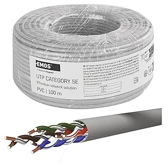 EMOS – UTP nätverkskabel CAT 5e, 100 m, PVC – CAT5e patchkabel UTP – CCA-tråd – Gigabit LAN-kabel – oskärmad Ethernet-kabel – för inomhusbruk