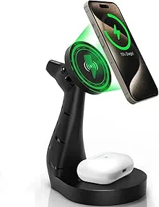 Hörlursstativ RGB med USB-laddare spelheadset hållare hängare med 3 USB-laddningsportar, laddningsstation och 2 Prong AC outlet Power Strips 8 RGB-lju