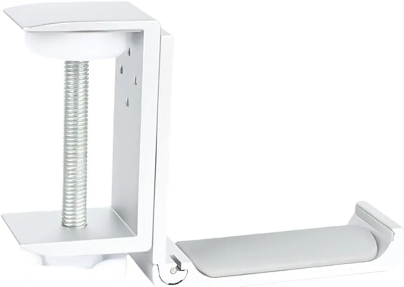 Vikbar headsetstöd med justerbar klämma under skrivbordets hörlurhängare (silver)