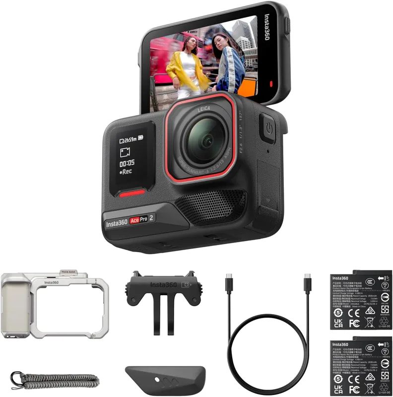 Insta360 Ace Pro 2 actionkamera dubbelt batteri Xplorer Bundle, Skiffergrå