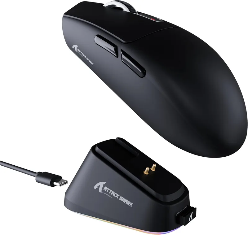 ATTACK SHARK G3PRO Gaming Mouse with Magnetic Charging Dock, PixArt PAW3311 Gaming Sensor, BT/2.4G Wireless/Wired Gaming
