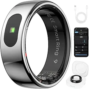 Smart Fitness Tracker Ring med app, puls- och sömnövervakning, sportspårning för tid och avstånd, vattentät för aktiva livsstilar