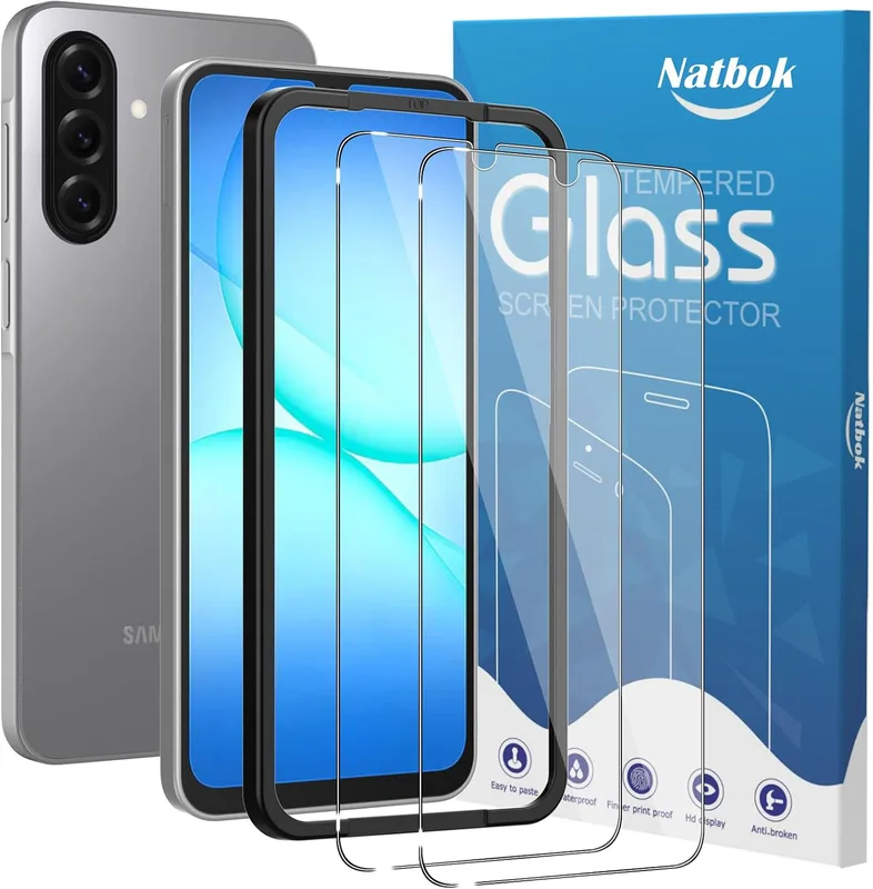 Natbok 2 st härdat glas för Samsung Galaxy A17 4G/5G 6,7 tum, [bubbelfri] skärmskydd med enkelt installationsverktyg för Samsung A17 HD genomskinligt glas lätt att installera