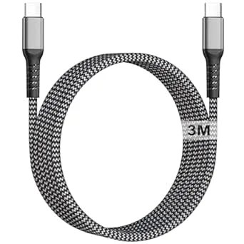 USB C till USB C-kabel 3m 100W USBC-laddningskabel Flätad lång USBC till USBC-kabel 3 m Snabbladdningskabel Typ C till Typ C-kabel för iPhone 17 16 Pro Max Plus, iPad Pro/Air, Macbook, Samsung S25 S24