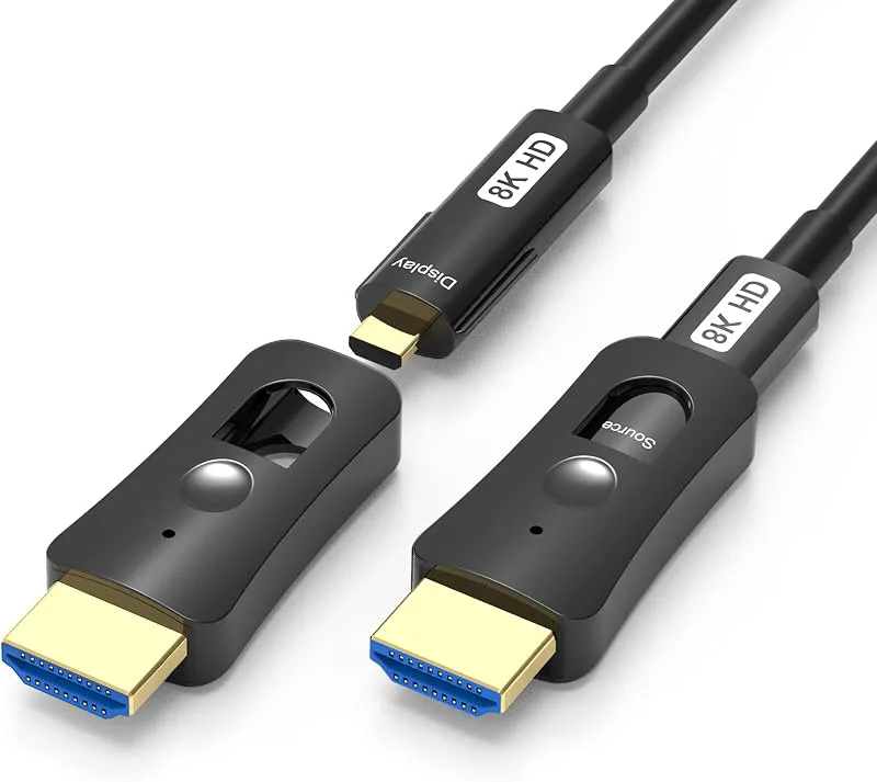 YIWENTEC HDMI fiberoptisk kabel HDMI 2.1 kabel 48 Gbps höghastighetskabel med 8K @ 60Hz 4K @ 120Hz stöd Dolby Dynamic HD